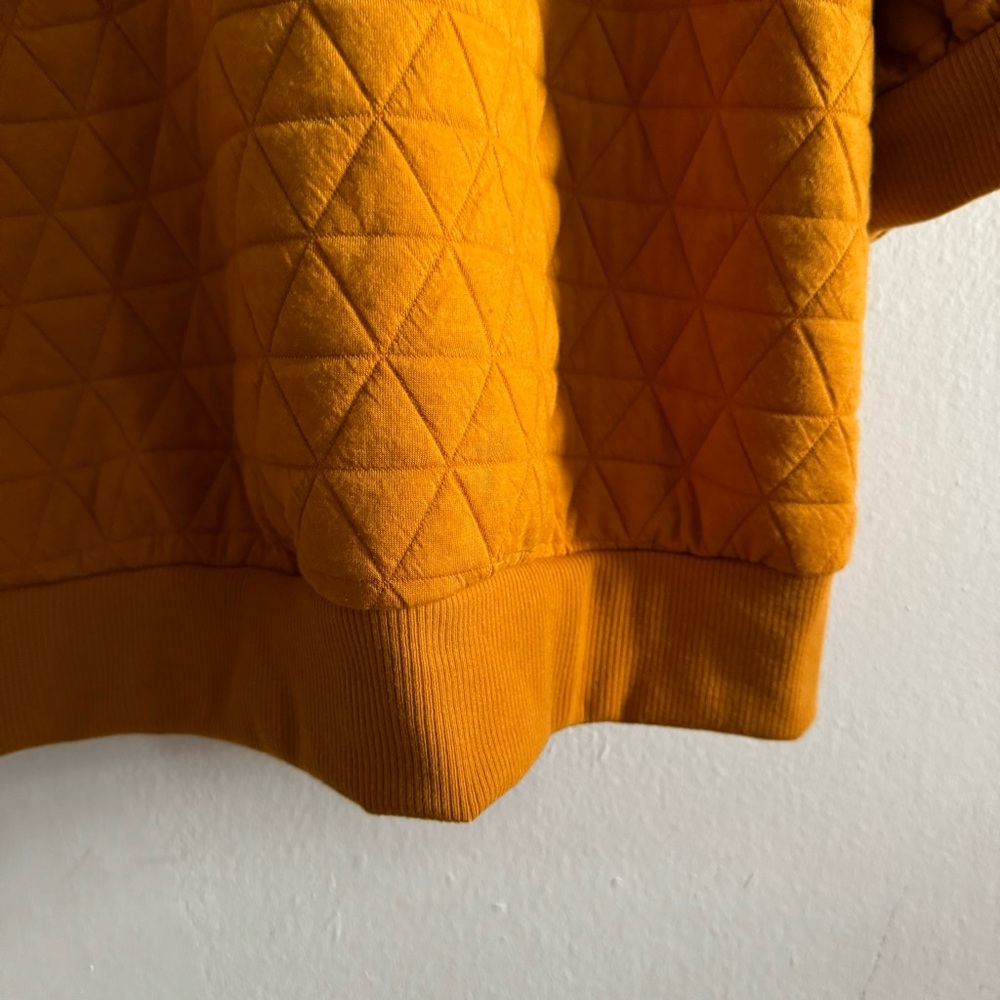 Quilted Golden Orange Cozy Girl Fall Sweatshirt, 3/4 drop shoulder puff sleeves - Picture 5 of 5